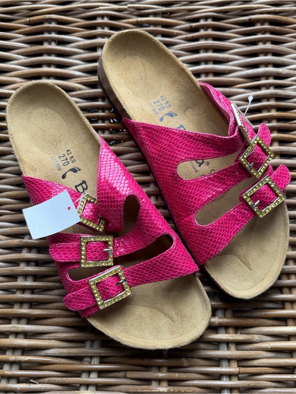 NWT Betula By Birkenstock Florida Sandals Pink Snake Print Womens Size 42 11 US